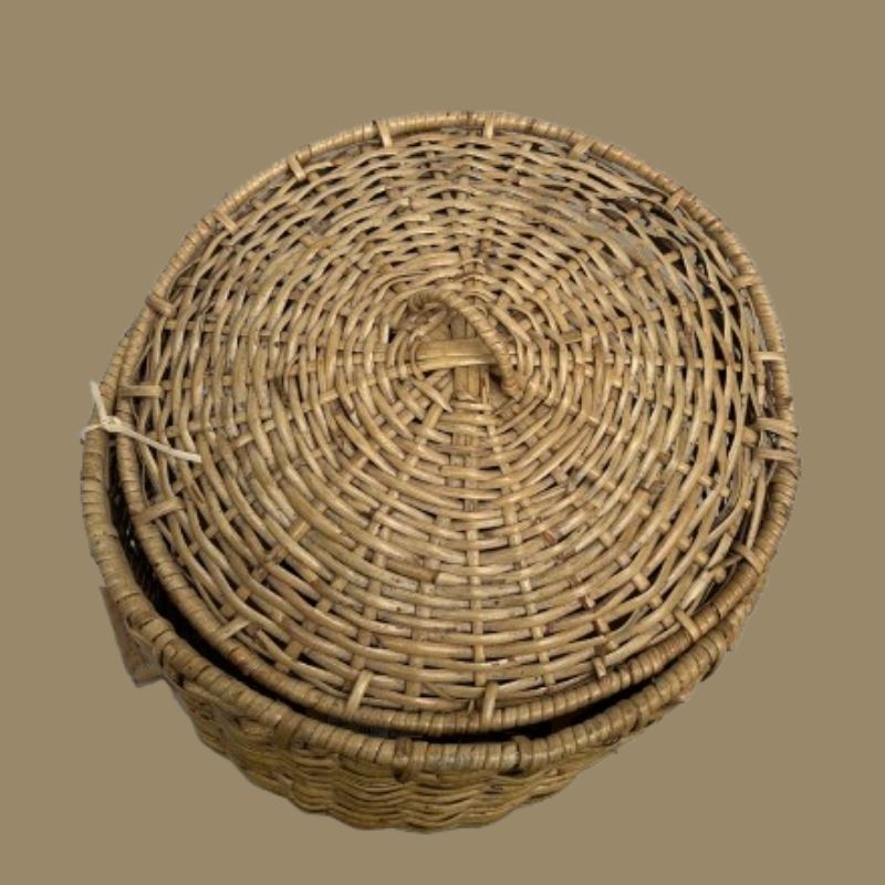 Cane Basket with Lid