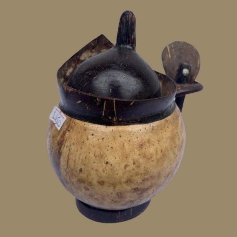  Coconut Shell Condiment Pot with Spoon