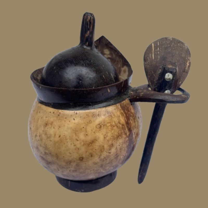   Coconut Shell Condiment Pot with Spoon
